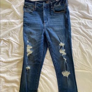A&F medium wash ripped jeans